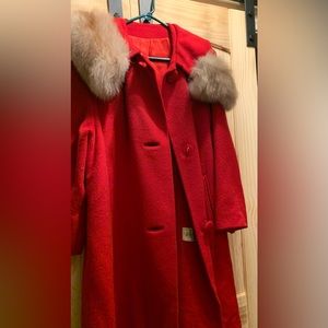 Vintage Red Wool Coat. 10-14 size